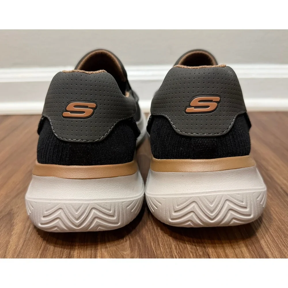 Skechers Mens Relaxed Fit Hasting Marco Gray Black Slip On Loafer Shoes Sz 11.5
